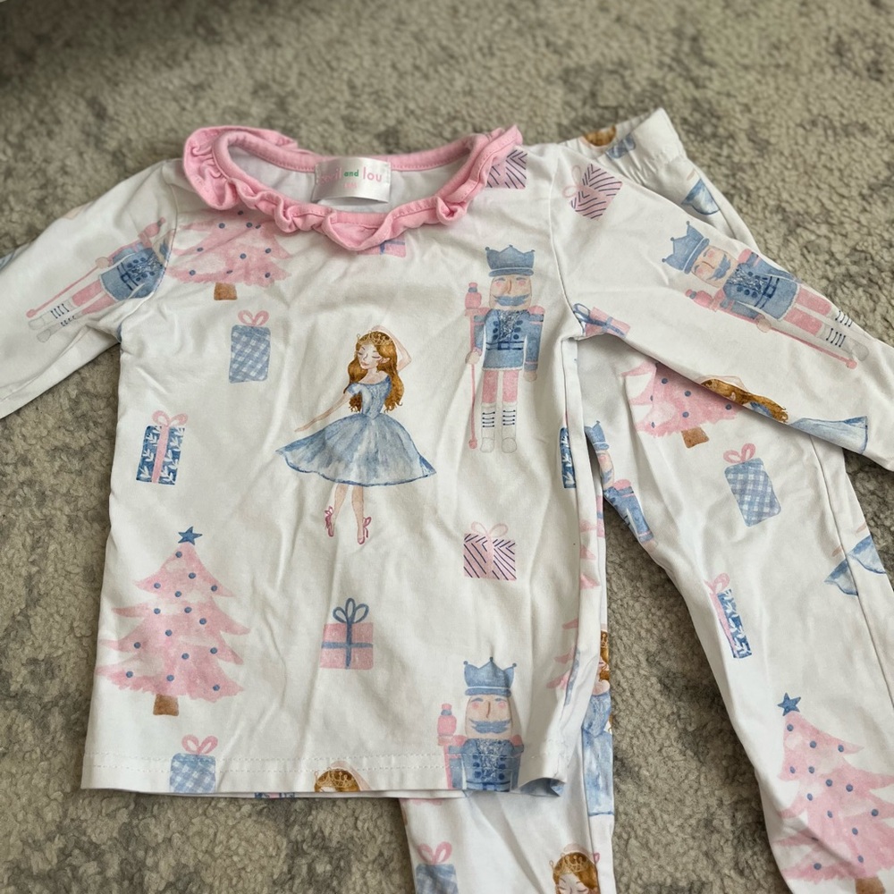 Cecil and Lou Christmas Pajama Set - Pink and Blue Nutcracker Print